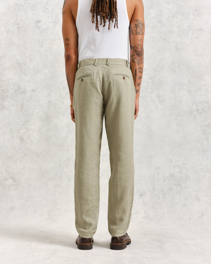 wax london Alp Trousers Pale Green Linen