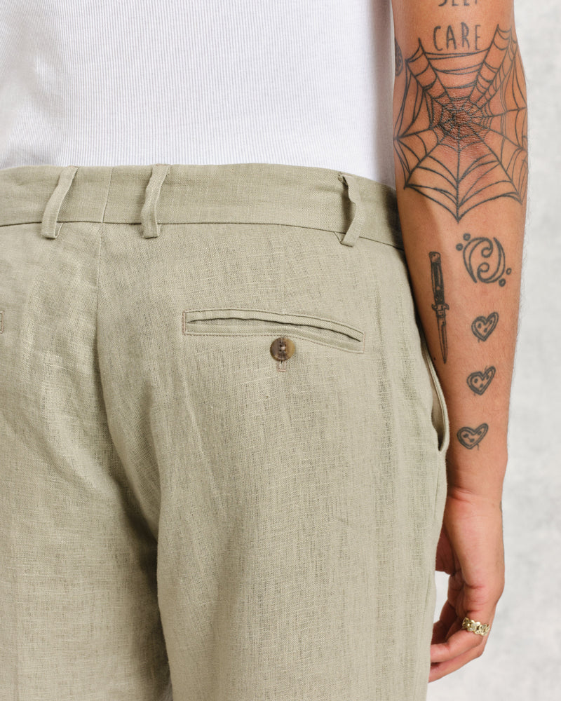 wax london Alp Trousers Pale Green Linen