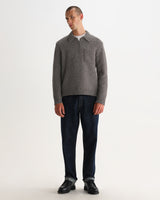wax london men's Alpha - Brown And Grey Fleck Twist Zip Polo