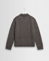 wax london men's Alpha - Brown And Grey Fleck Twist Zip Polo
