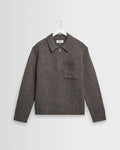 Alpha - Brown And Grey Fleck Twist Zip Polo