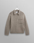 Alpha - Grey Plain Stitch Fleck-Wool Zip Polo