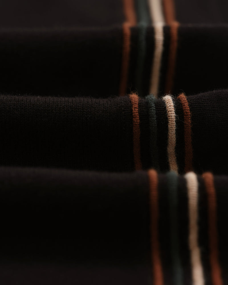 wax london Amble - Black Milano-Knit Long Sleeve Polo