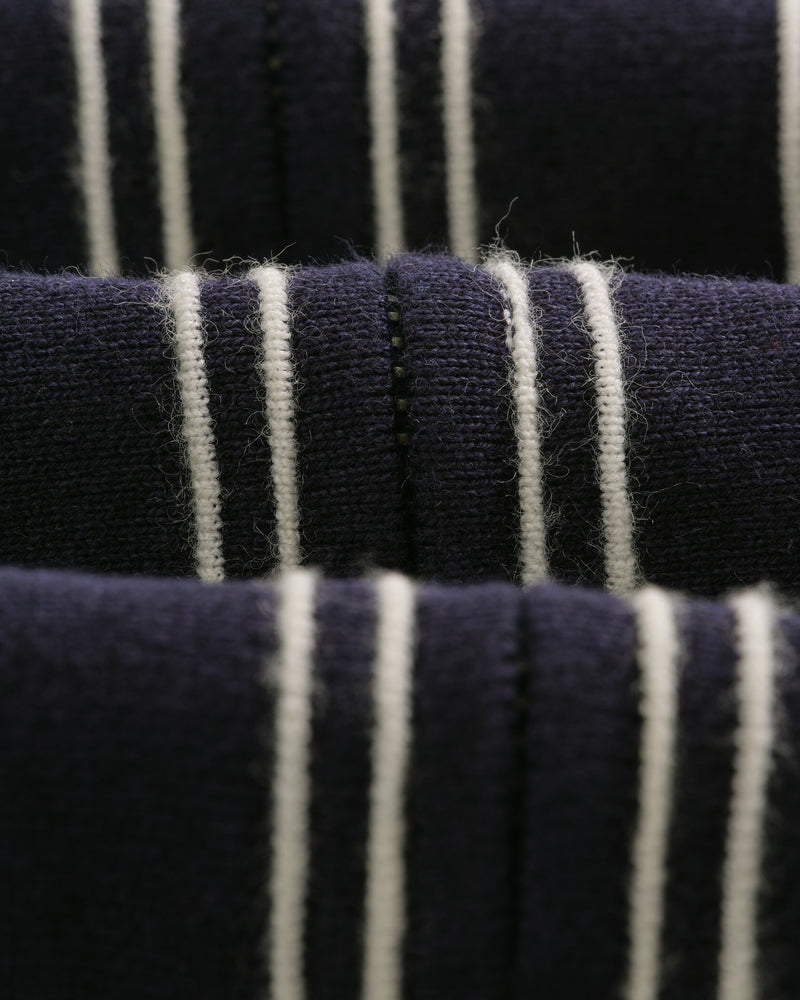 wax london Amble - Navy Milano-Knit Long Sleeve Polo