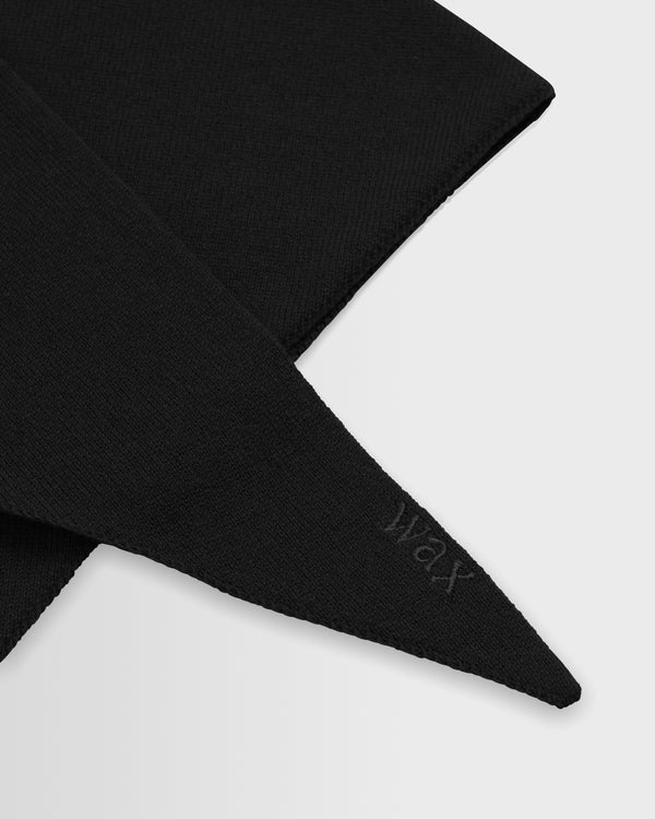 wax london men's Arnold - Black Knitted Rib Scarf