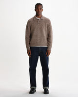 wax london men's Ashford - Brown And Grey Mohair Twist Polo Jumper
