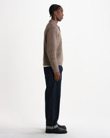 wax london men's Ashford - Brown And Grey Mohair Twist Polo Jumper