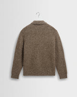 wax london men's Ashford - Brown And Grey Mohair Twist Polo Jumper