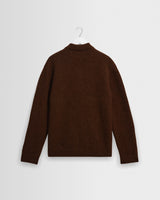 wax london men's ASHFORD L/S POLO FLUFFY WOOL BLEND BROWN