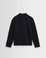 wax london men's ASHFORD L/S POLO FLUFFY WOOL BLEND NAVY