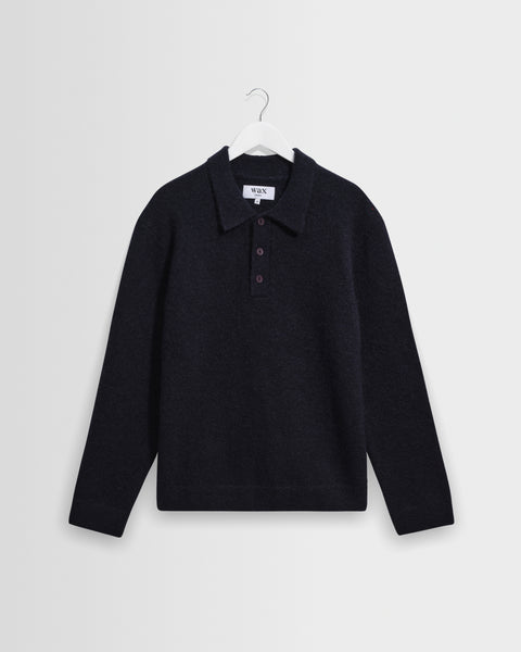 Ashford - Navy Fluffy Wool Polo