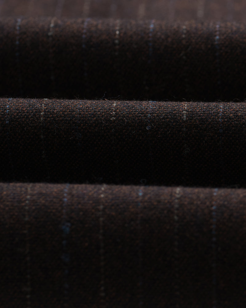 wax london men's Aston - Dark Brown Wool Pinstripe Trousers