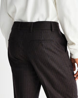 wax london men's Aston - Dark Brown Wool Pinstripe Trousers
