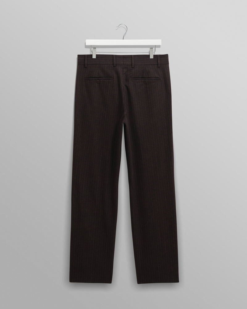 wax london men's Aston - Dark Brown Wool Pinstripe Trousers