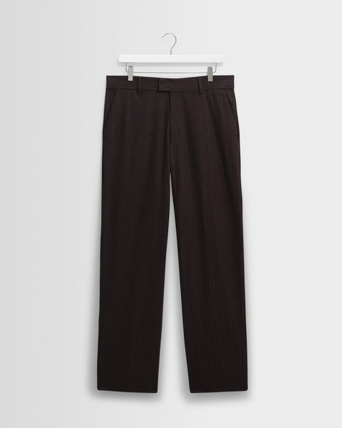 Men's Dark Brown Italian Wool Pinstripe Trousers | Wax London