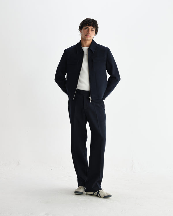 wax london men's Aston - Navy Heavy Twill Trousers