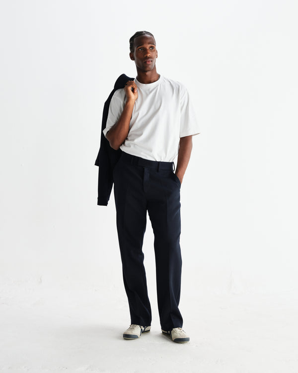 wax london men's Aston - Navy Heavy Twill Trousers