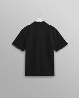 wax london Atwood - Black Textured Organic Cotton Polo Shirt