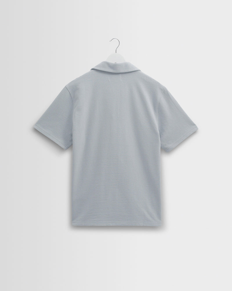 Men's Blue Textured Organic Cotton Polo Shirt | Wax London