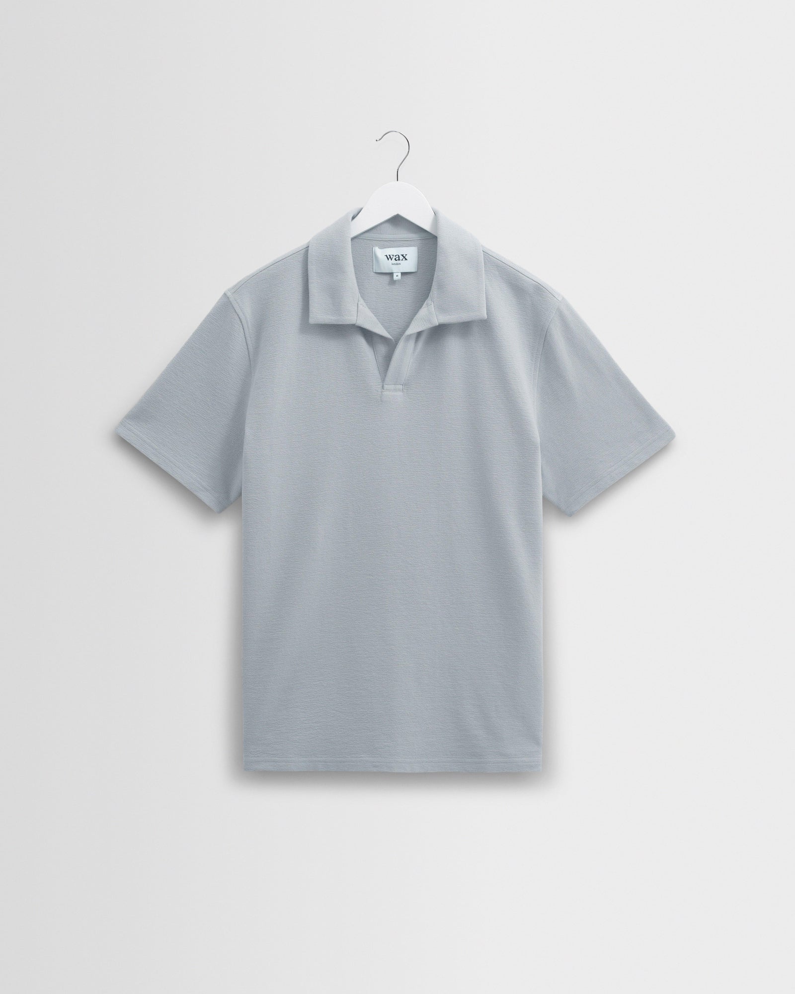 Men's Blue Textured Organic Cotton Polo Shirt | Wax London