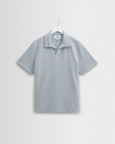 Atwood - Blue Textured Organic Cotton Polo Shirt