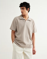 wax london men's Atwood - Clay Textured Organic Cotton Polo Shirt