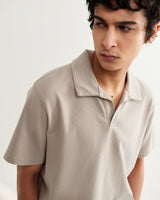 wax london men's Atwood - Clay Textured Organic Cotton Polo Shirt
