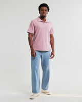 wax london men's Atwood - Dusty Pink Textured Organic Cotton Polo Shirt