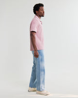 wax london men's Atwood - Dusty Pink Textured Organic Cotton Polo Shirt