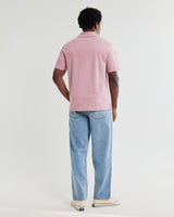 wax london men's Atwood - Dusty Pink Textured Organic Cotton Polo Shirt