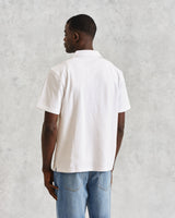 wax london Atwood - Ecru Textured Organic Cotton Polo Shirt