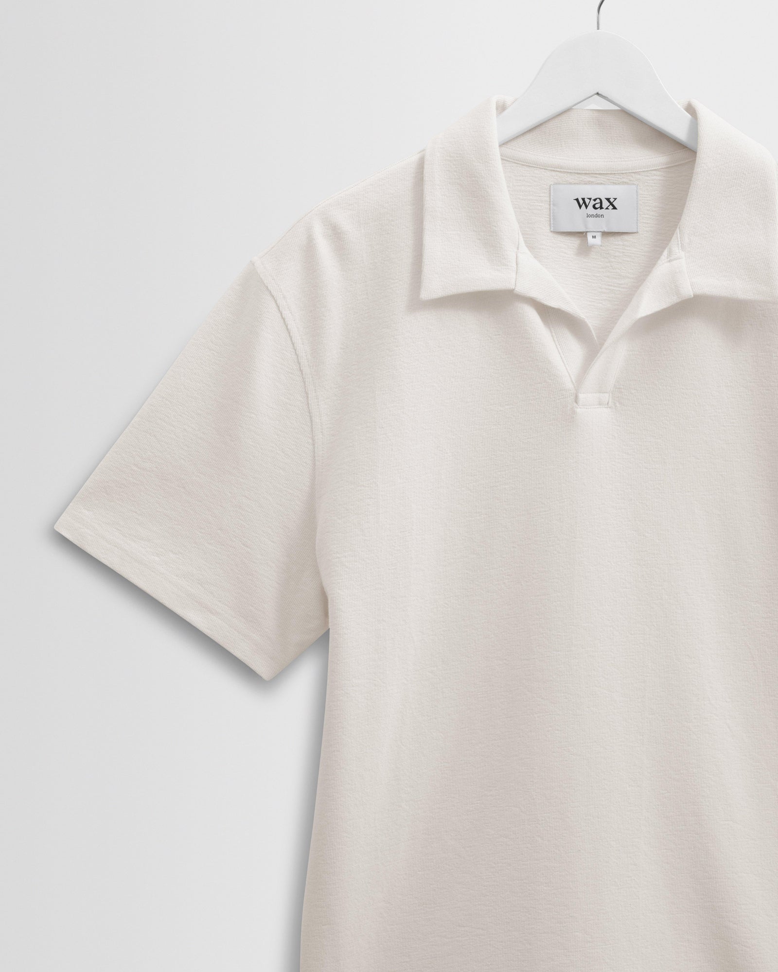 Men's Ecru Textured Organic Cotton Polo Shirt | Wax London