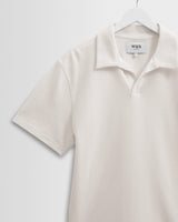 wax london men's Atwood - Ecru Textured Organic Cotton Polo Shirt