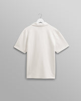 wax london Atwood - Ecru Textured Organic Cotton Polo Shirt