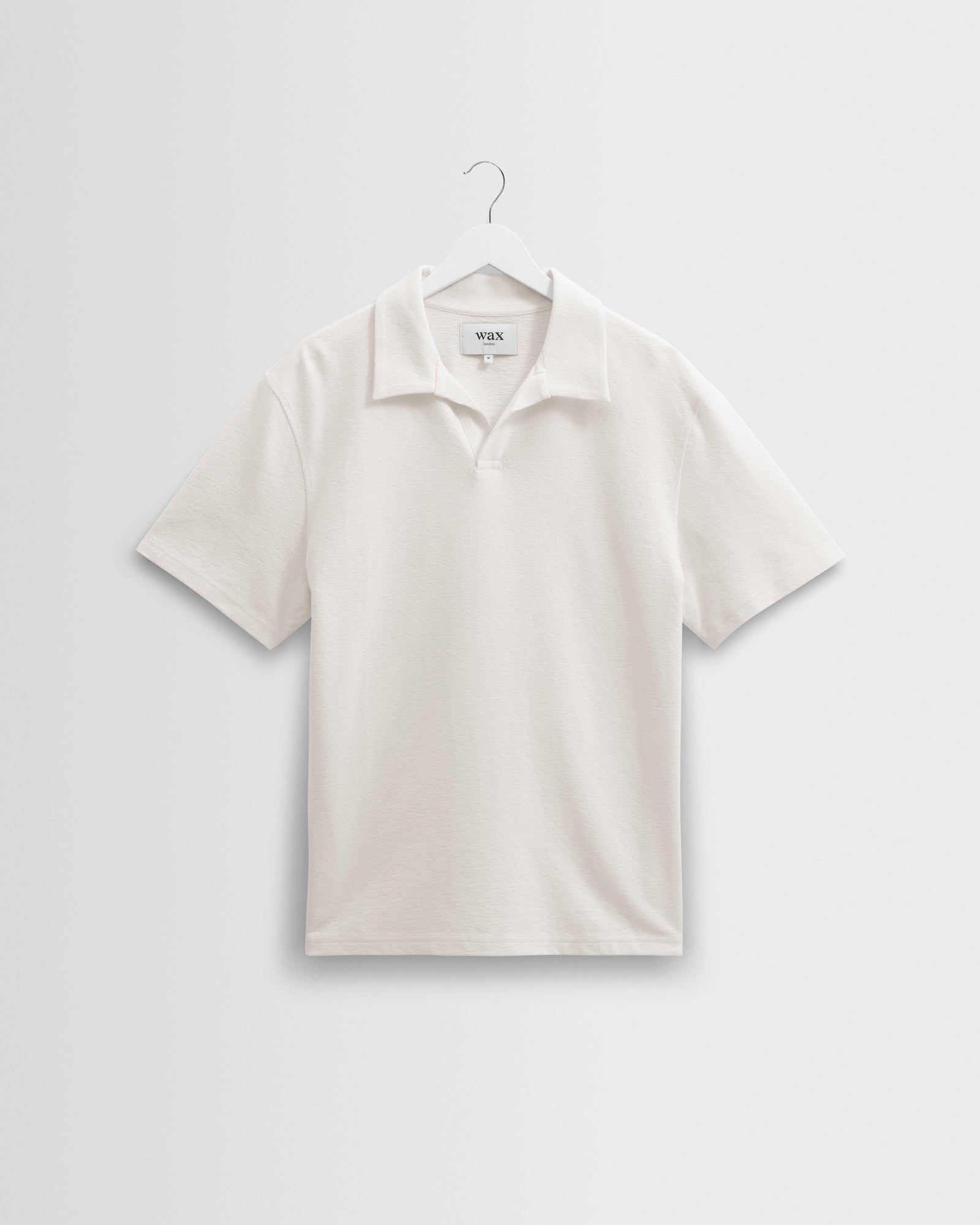 Men's Ecru Textured Organic Cotton Polo Shirt | Wax London