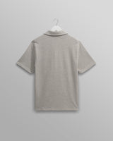 wax london Atwood - Grey Marl Textured Organic Cotton Polo Shirt