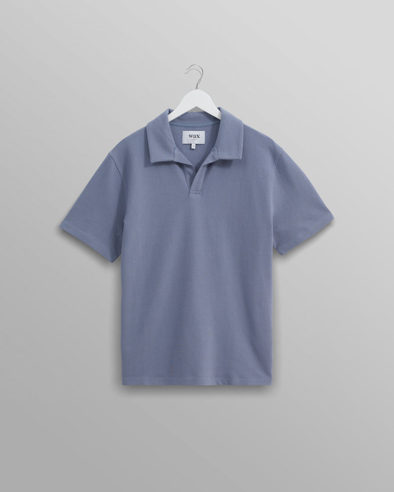 Atwood Mid Blue Textured Organic Cotton Polo Shirt