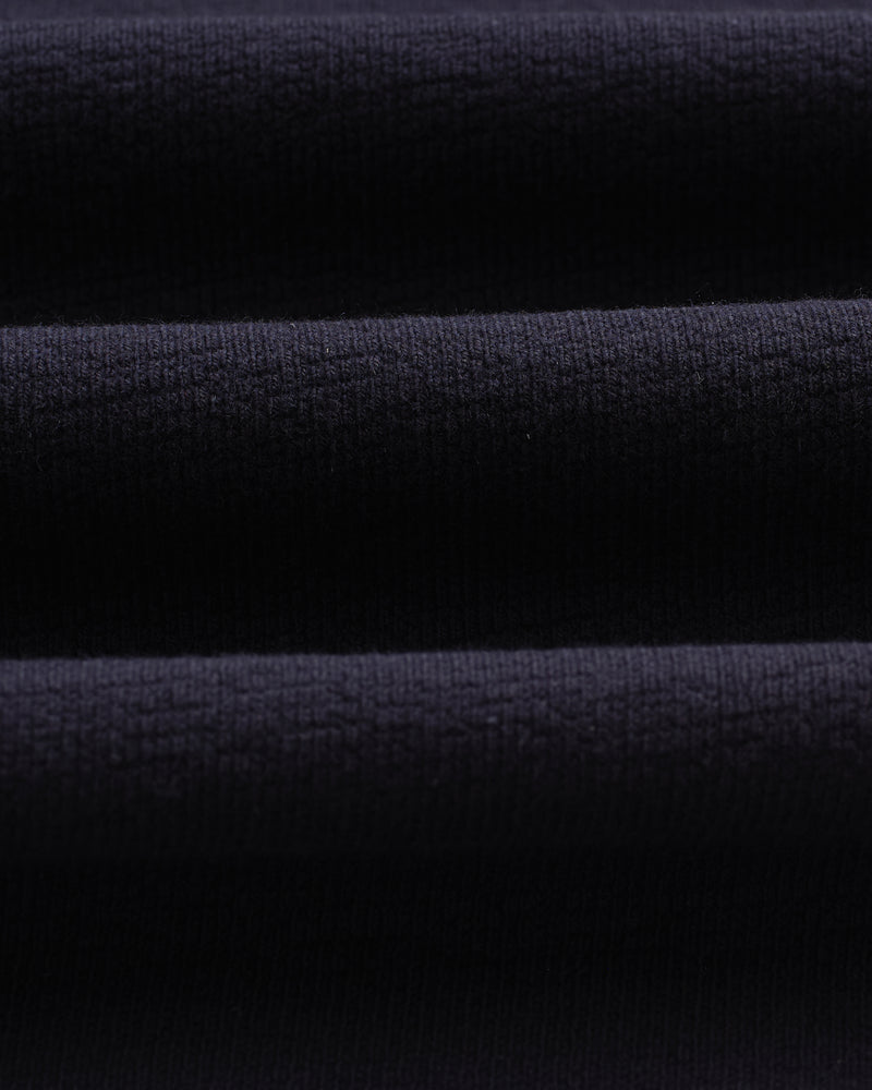 wax london Atwood - Navy Textured Organic Cotton Polo Shirt