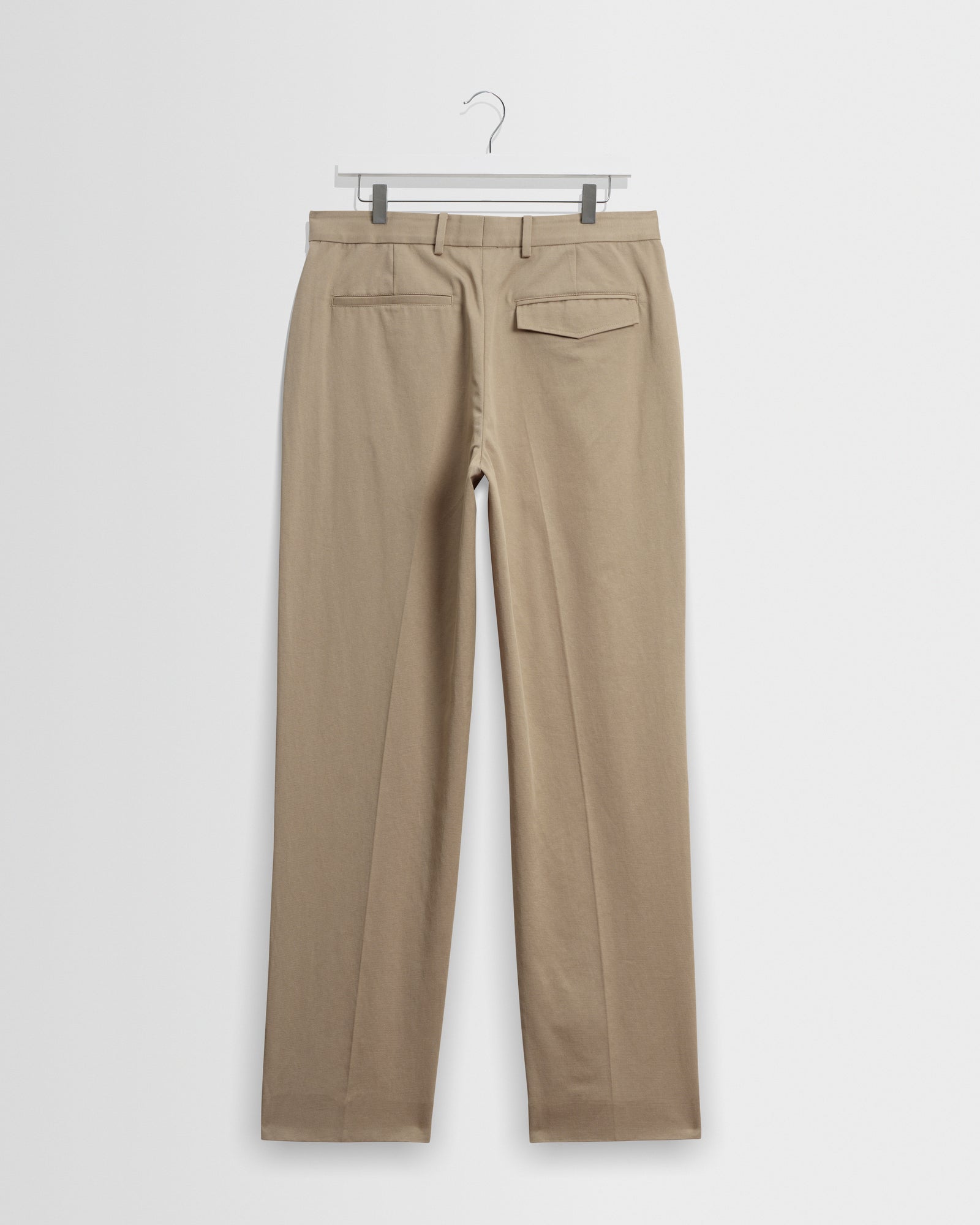 Men's Beige Cotton Tencel Twill Relaxed Fit Trousers | Wax London