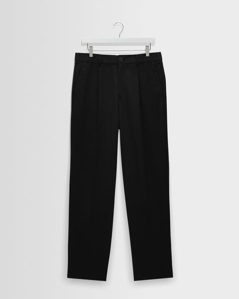 Aubyn - Black Cotton Tencel Twill Loose Fit Trousers