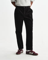 wax london men's Aubyn - Black Soft Corduroy Pleated Trousers