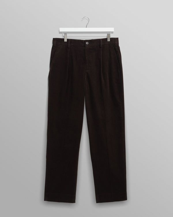 wax london men's Aubyn - Black Soft Corduroy Pleated Trousers