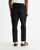 wax london men's Aubyn - Black Wool Blend Twill Pleated Trousers