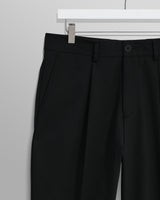 wax london men's Aubyn - Black Wool Blend Twill Pleated Trousers