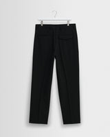 wax london men's Aubyn - Black Wool Blend Twill Pleated Trousers