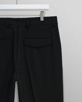 wax london men's Aubyn - Black Wool Blend Twill Pleated Trousers