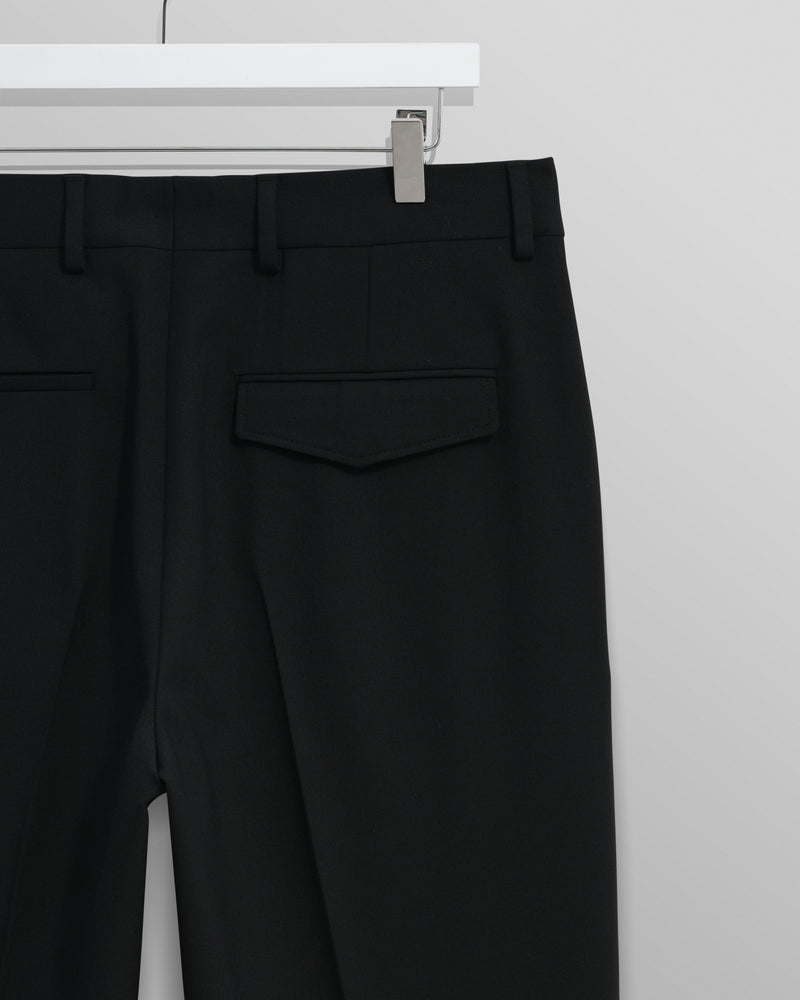 wax london men's Aubyn - Black Wool Blend Twill Pleated Trousers
