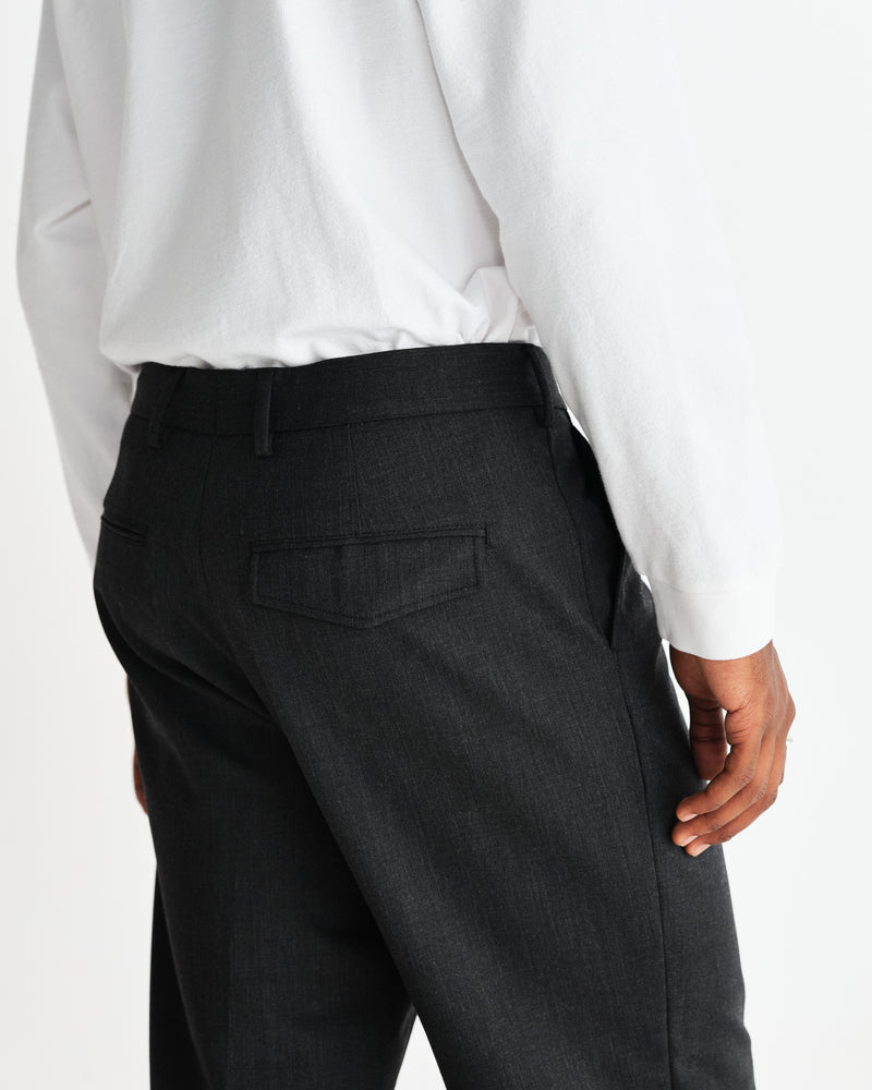 wax london men's Aubyn - Charcoal Wool Blend Twill Pleated Trousers