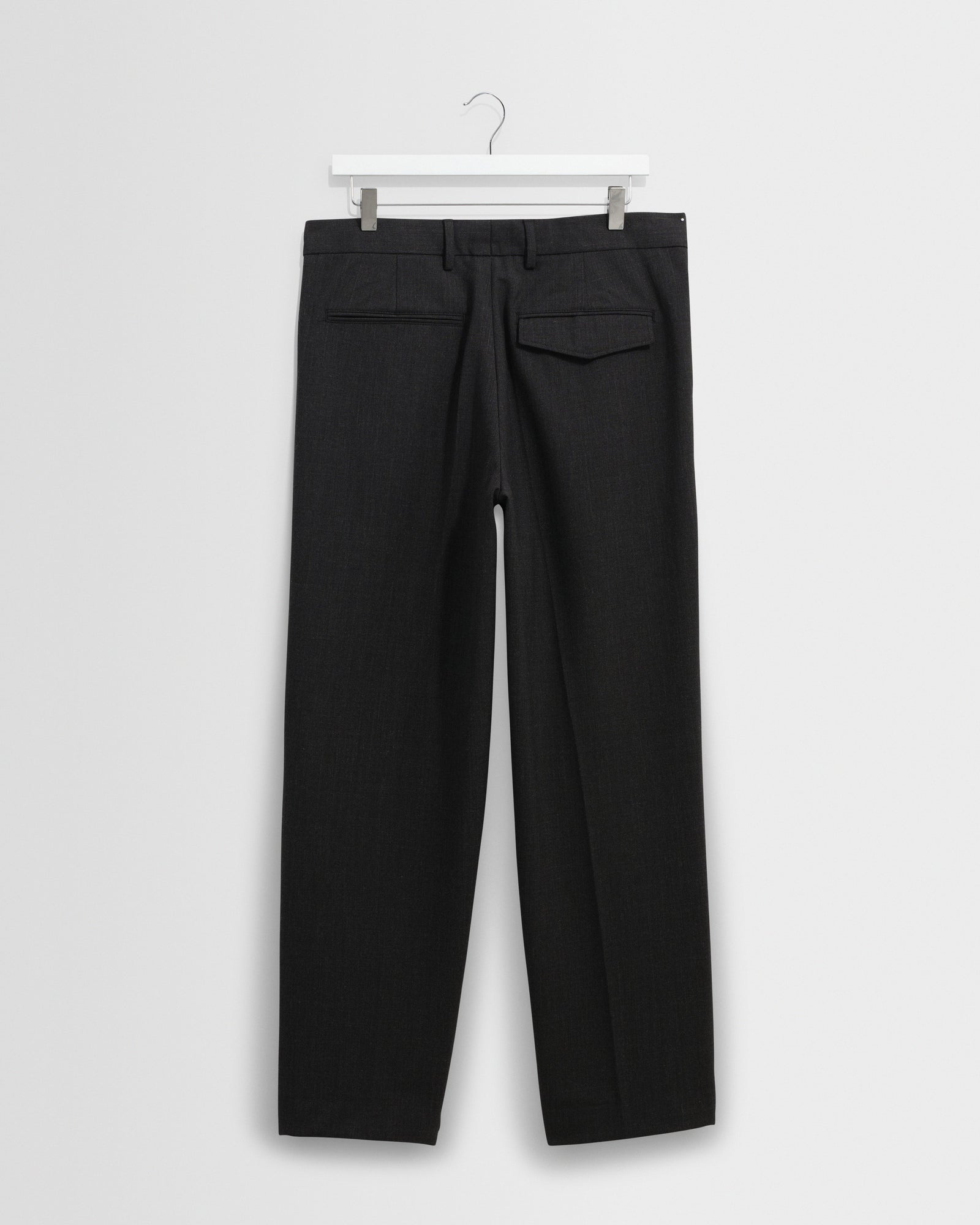 Men's Charcoal Wool Blend Twill Pleated Trousers | Wax London