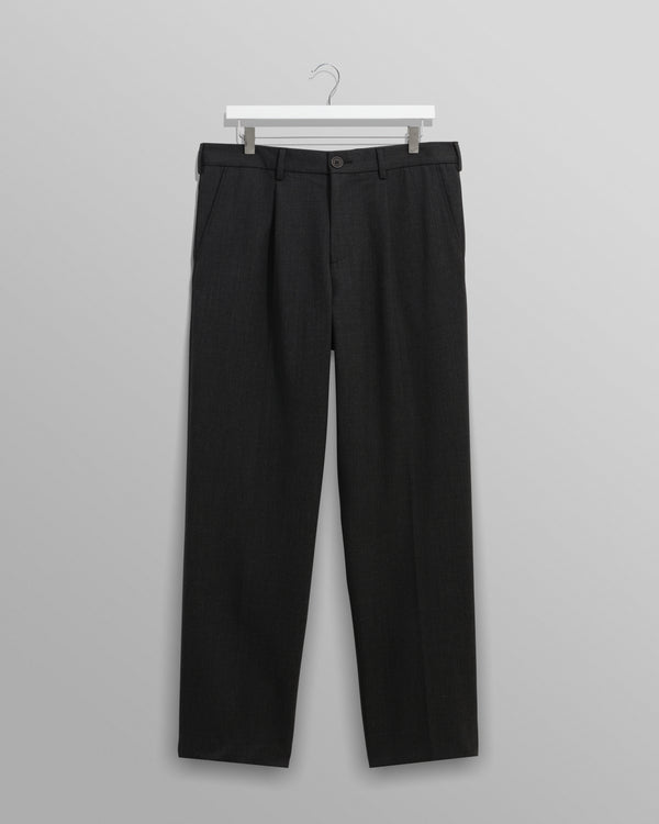 wax london men's Aubyn - Charcoal Wool Blend Twill Pleated Trousers